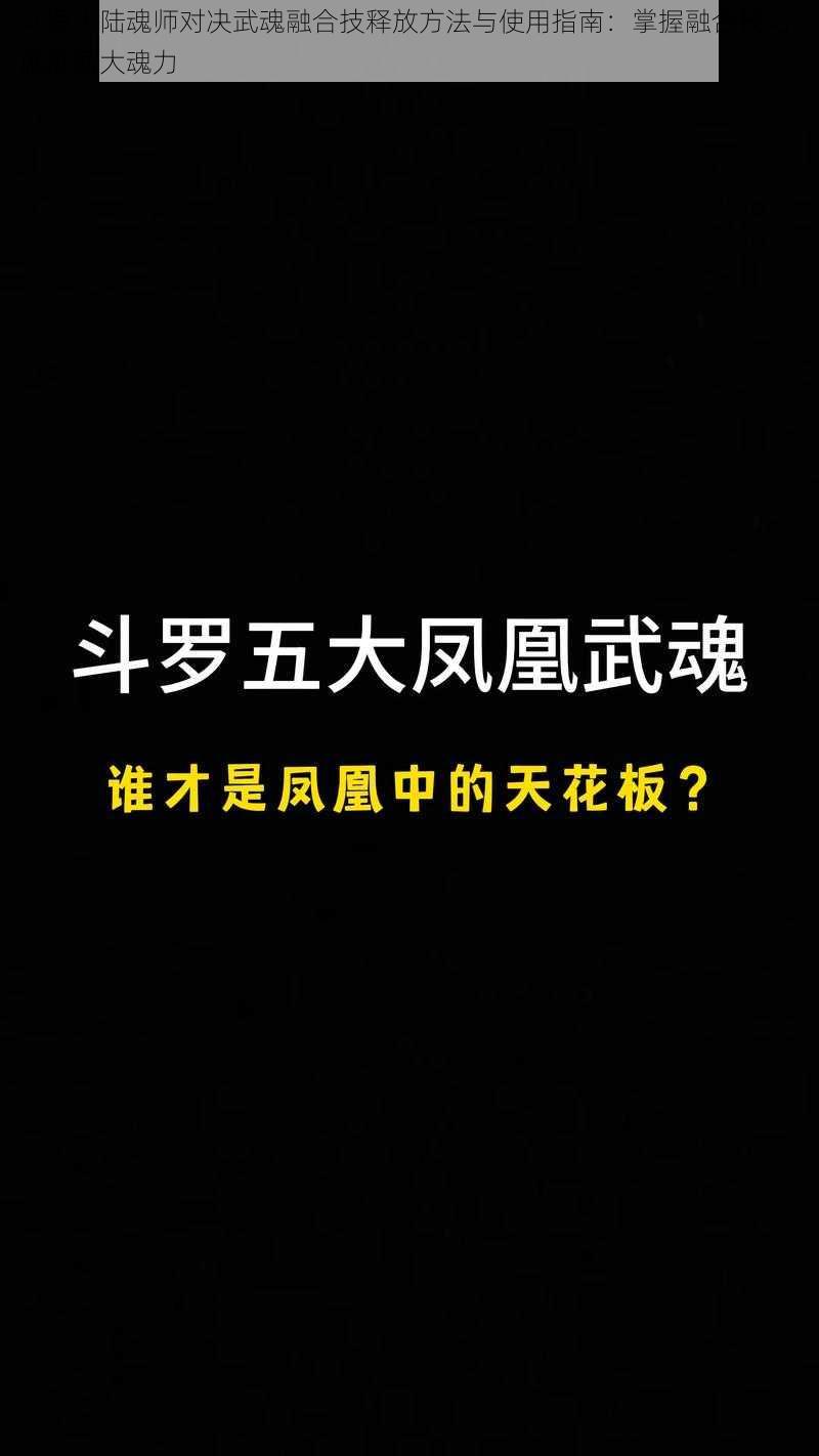 斗罗大陆魂师对决武魂融合技释放方法与使用指南：掌握融合技巧，施展强大魂力